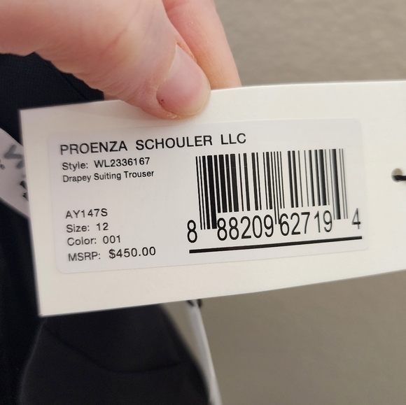 Proenza Schouler Black White Label DRAPEY Suiting Trousers 12 NWT - Picture 7 of 9
